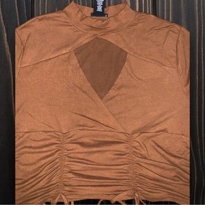 Long sleeve Copper Brown and slit shirt